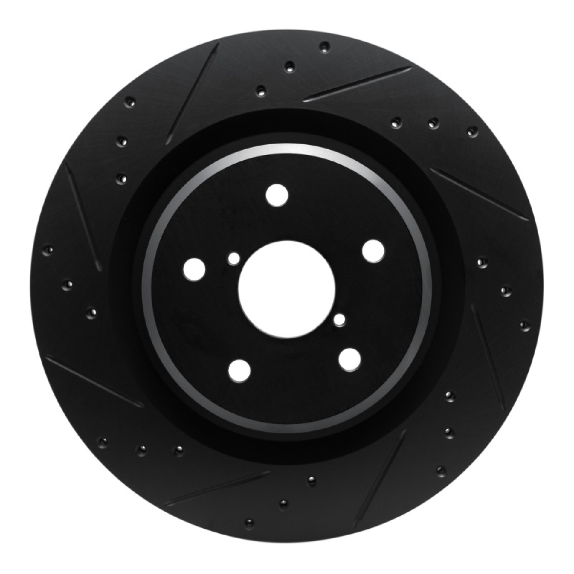 Picture of R1 -25 Subaru Ascent Rear Left Drilled & Slotted Black Brake Rotor