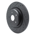 Picture of R1 -25 Subaru Ascent Rear Left Drilled & Slotted Black Brake Rotor