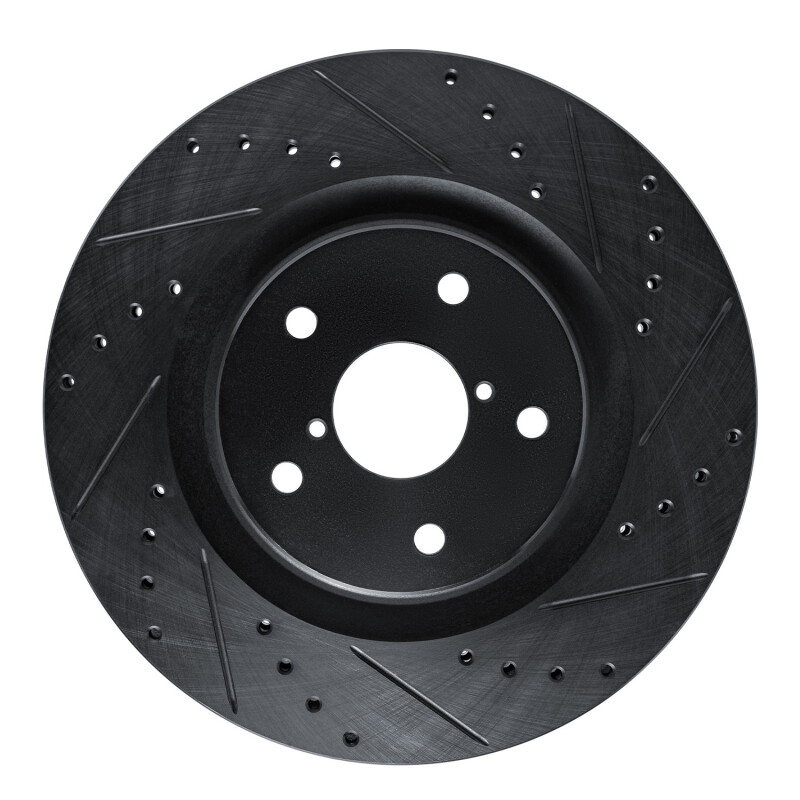 Picture of R1 20-25 Subaru Crosstrek Front Right Drilled & Slotted Black Brake Rotor