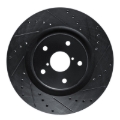 Picture of R1 20-25 Subaru Crosstrek Front Right Drilled & Slotted Black Brake Rotor