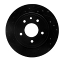 Picture of R1 95-06 Jaguar XJ8 Rear Left Drilled & Slotted Black Brake Rotor