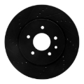 Picture of R1 00-06 Jaguar XJR Rear Left Drilled & Slotted Black Brake Rotor