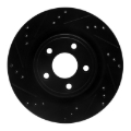 Picture of R1 06-08 Jaguar S-Type Rear Left Drilled & Slotted Black Brake Rotor
