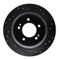 Picture of R1 17-23 Hyundai Kona EV Rear Right Drilled & Slotted Black Brake Rotor