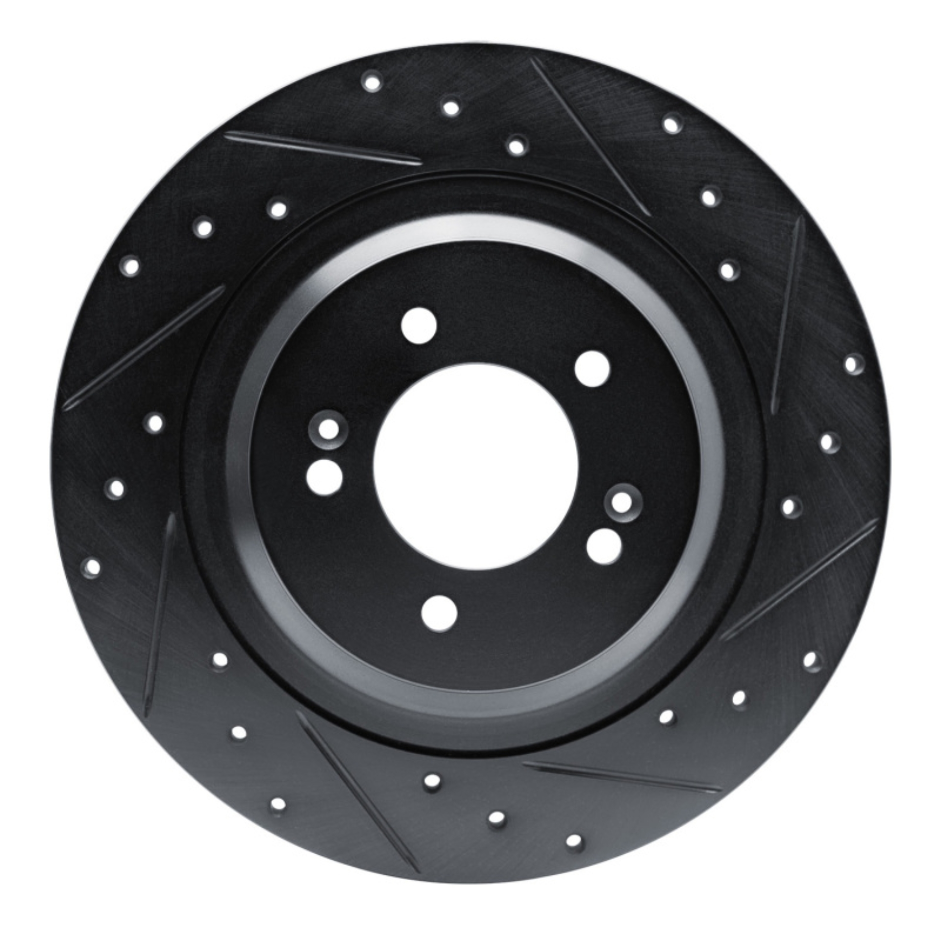 Picture of R1 21-25 Hyundai Sonata Rear Right Drilled & Slotted Black Brake Rotor