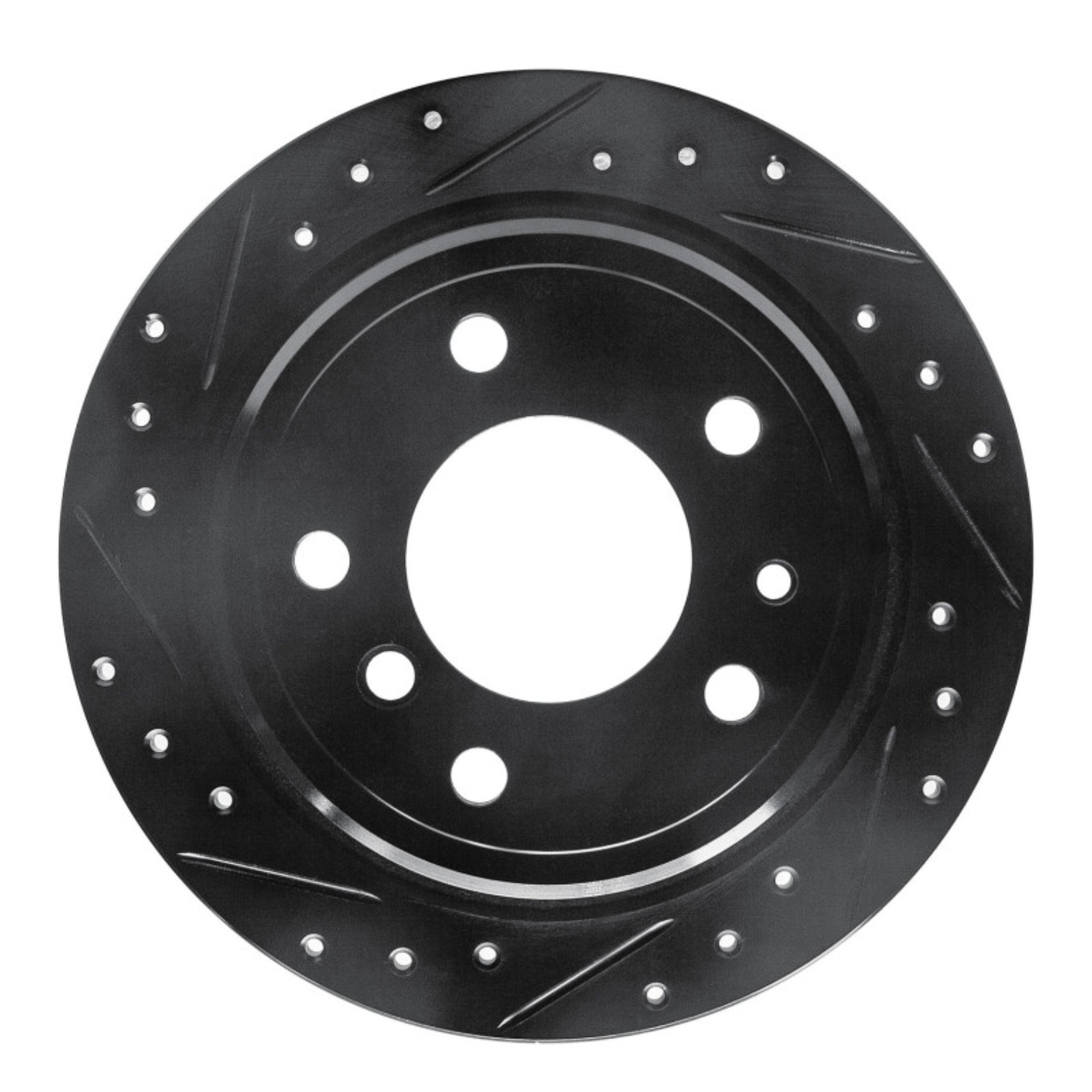 Picture of R1 81-86 BMW 735I Rear Left Drilled & Slotted Black Brake Rotor