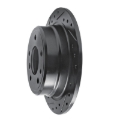Picture of R1 81-86 BMW 735I Rear Left Drilled & Slotted Black Brake Rotor