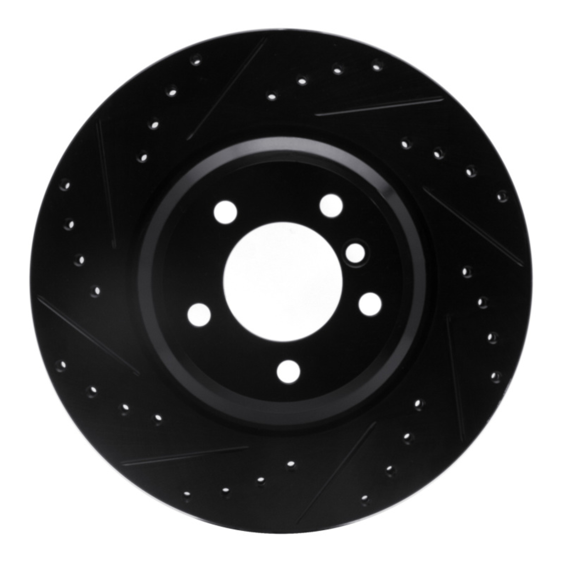 Picture of R1 07-15 BMW 335I xDrive Front Left Drilled & Slotted Black Brake Rotor