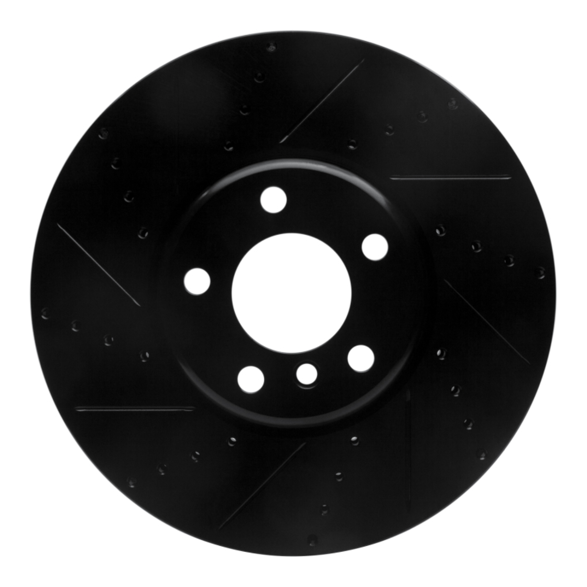 Picture of R1 10-18 BMW 535I GT Right Front Drilled & Slotted Black Brake Rotor