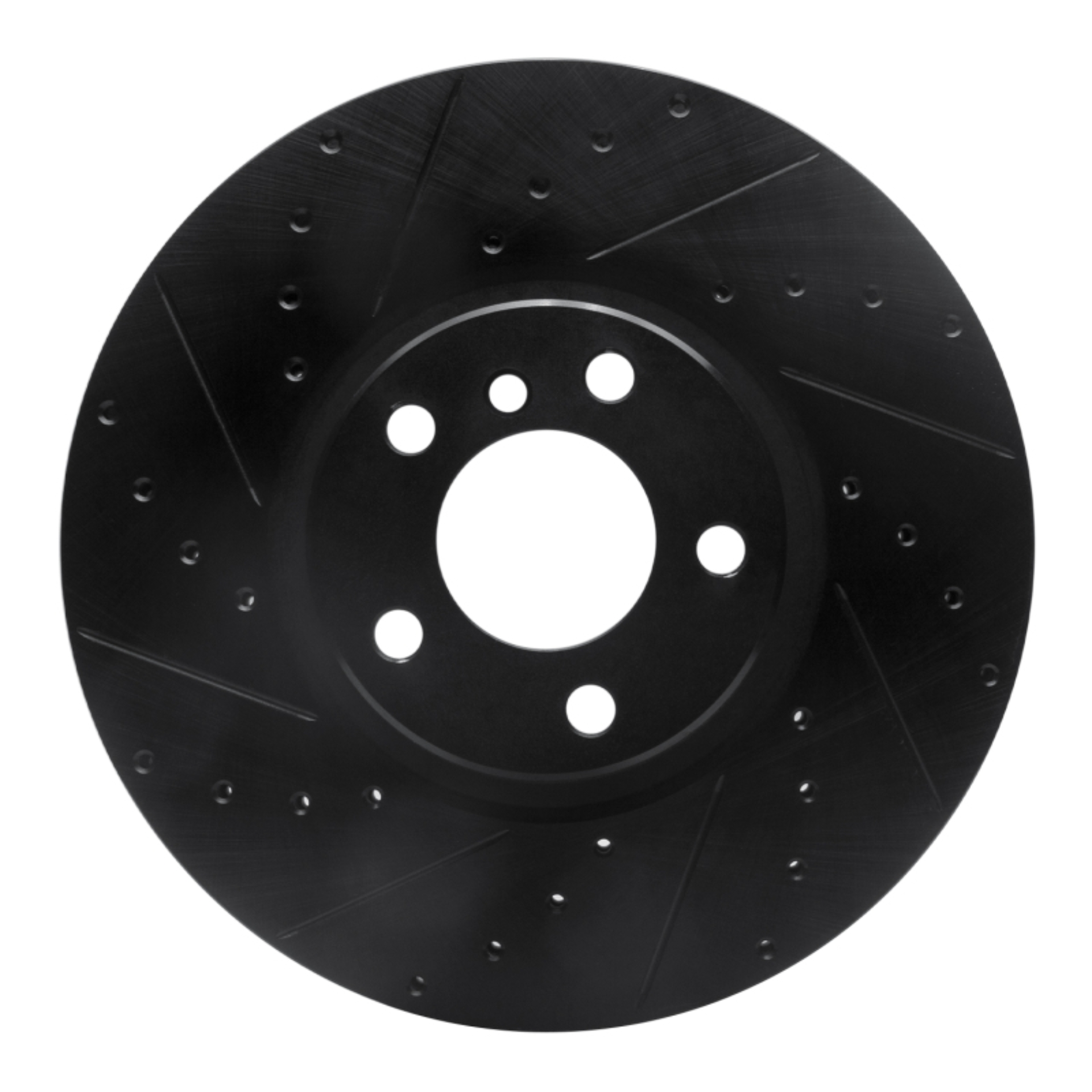 Picture of R1 07-18 BMW X5 Front Left Drilled & Slotted Black Brake Rotor