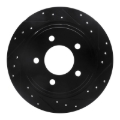 Picture of R1 04-08 Chrysler Pacifica Rear Right Drilled & Slotted Black Brake Rotor