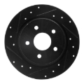 Picture of R1 20-25 Chrysler Pacifica Rear Left Drilled & Slotted Black Brake Rotor