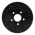 Picture of R1 20-25 Chrysler Pacifica Rear Right Drilled & Slotted Black Brake Rotor