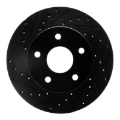 Picture of R1 99-04 Jeep Grand Cherokee Front Left Drilled & Slotted Black Brake Rotor