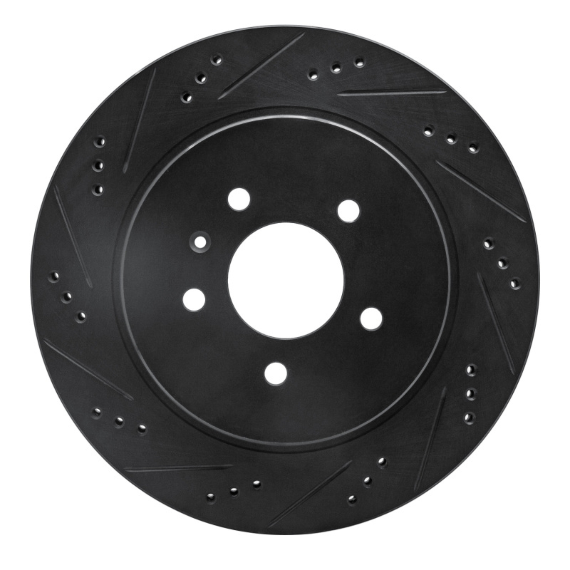 Picture of R1 05-11 Cadillac STS Rear Left Drilled & Slotted Black Brake Rotor
