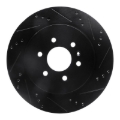 Picture of R1 04-09 Cadillac SRX Rear Right Drilled & Slotted Black Brake Rotor