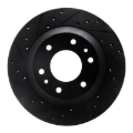 Picture of R1 02-05 Buick Rainier Front Left Drilled & Slotted Black Brake Rotor