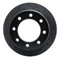 Picture of R1 09-20 Chevrolet Express 3500 Rear Left Drilled & Slotted Black Brake Rotor