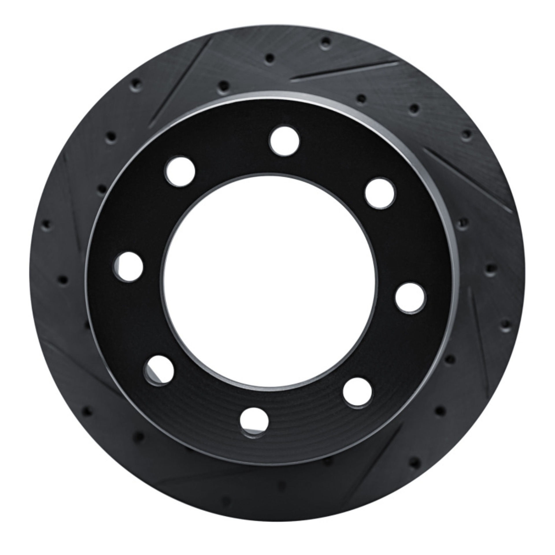 Picture of R1 09-20 Chevrolet Express 3500 Rear Left Drilled & Slotted Black Brake Rotor