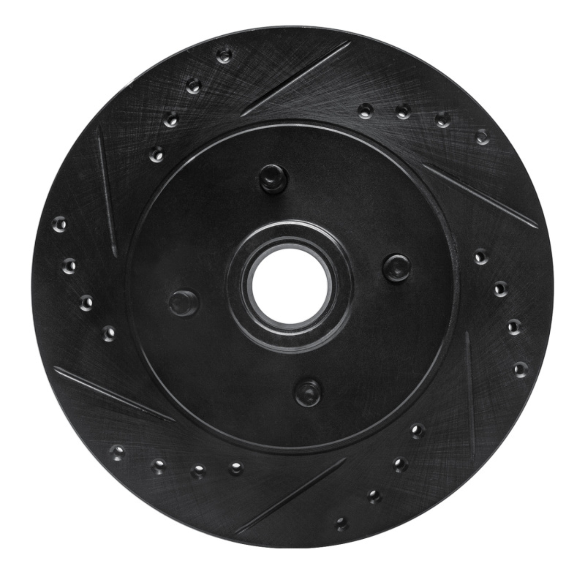 Picture of R1 87-93 Ford Mustang Front Left Drilled & Slotted Black Brake Rotor