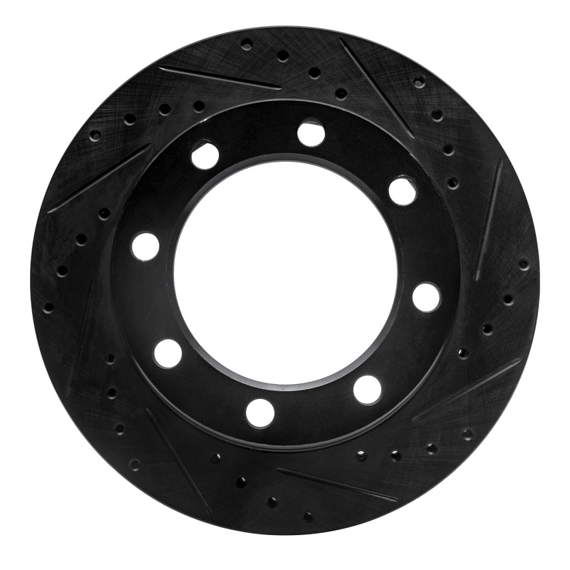 Picture of R1 80-94 Ford F-350 4WD (Excl Super Duty) Front Right Drilled & Slotted Black Brake Rotor