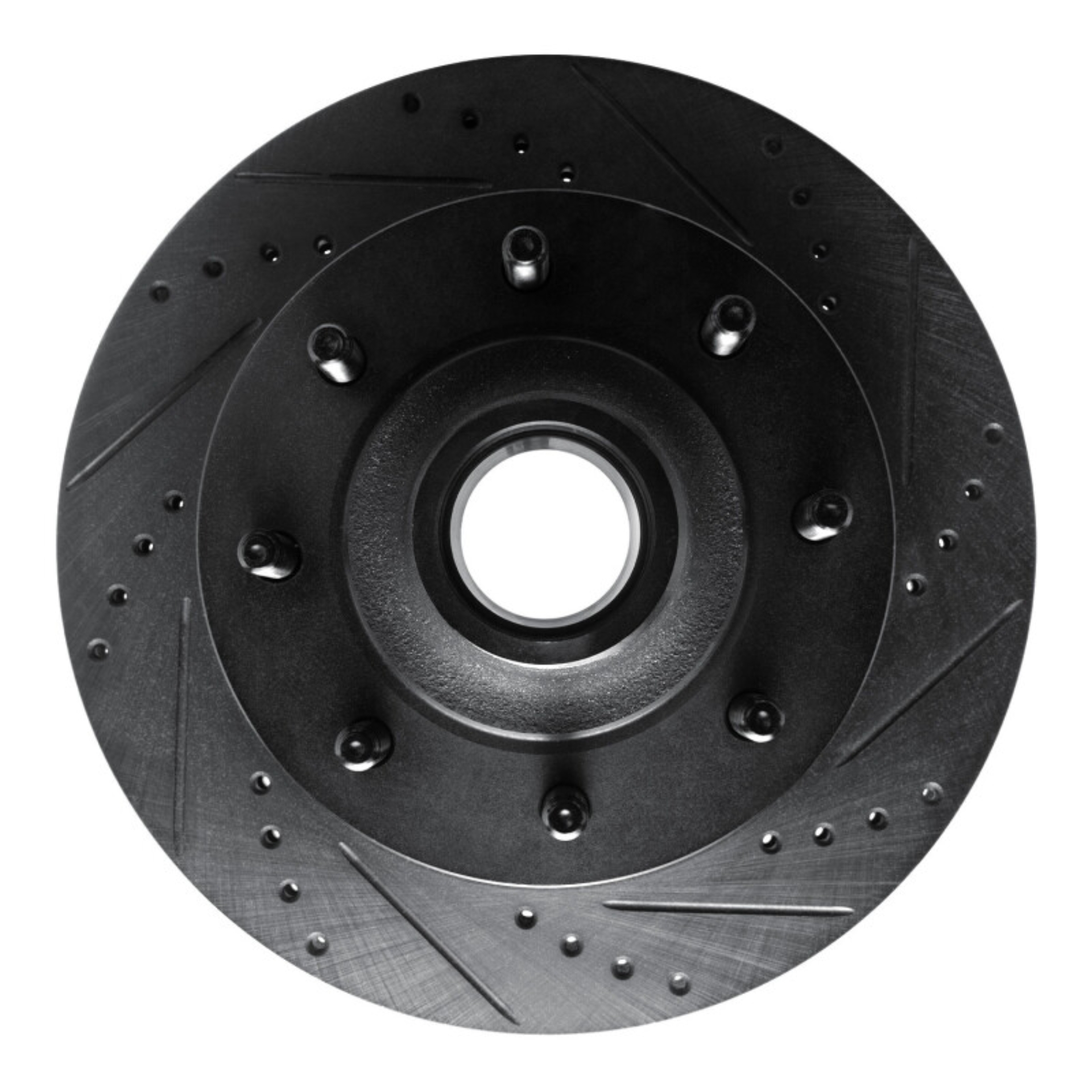 Picture of R1 99-02 Ford F-350 Super Duty 2WD Front Right Drilled & Slotted Black Brake Rotor