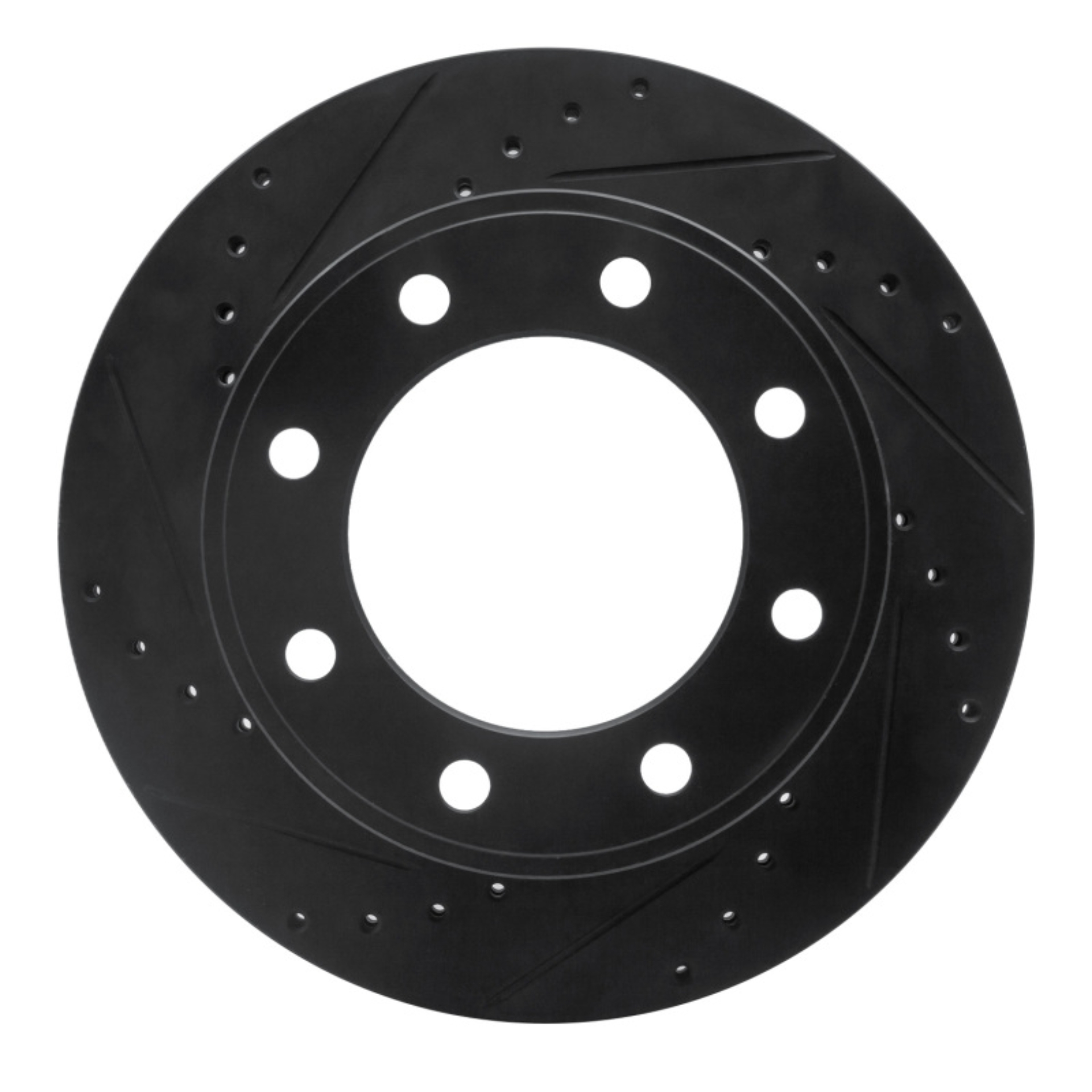 Picture of R1 05-12 Ford F-250 4WD (Super Duty) Rear Left Drilled & Slotted Black Brake Rotor