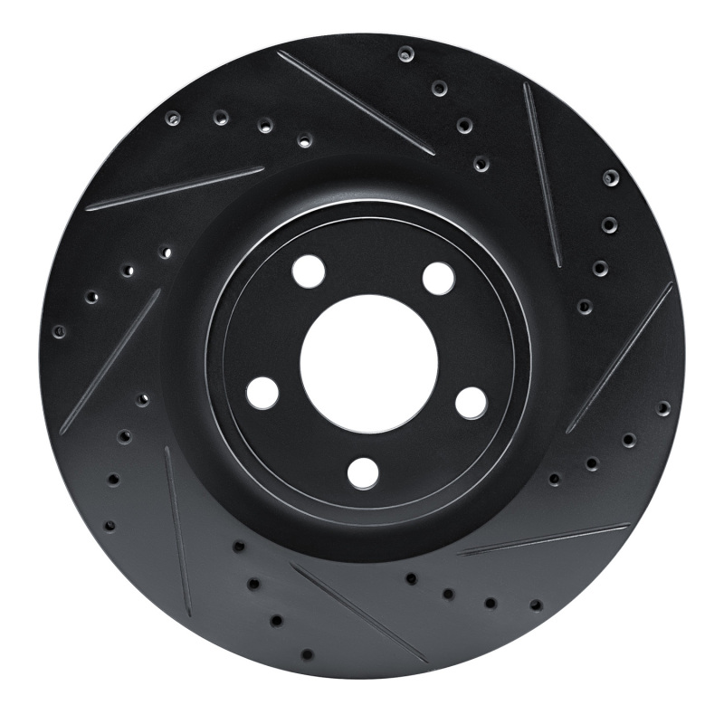 Picture of R1 15-25 Ford Mustang Front Right Drilled & Slotted Black Brake Rotor