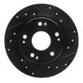 Picture of R1 11-15 Honda CR-Z Rear Right Drilled & Slotted Black Brake Rotor