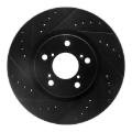 Picture of R1 06-14 Honda Ridgeline Front Left Drilled & Slotted Black Brake Rotor