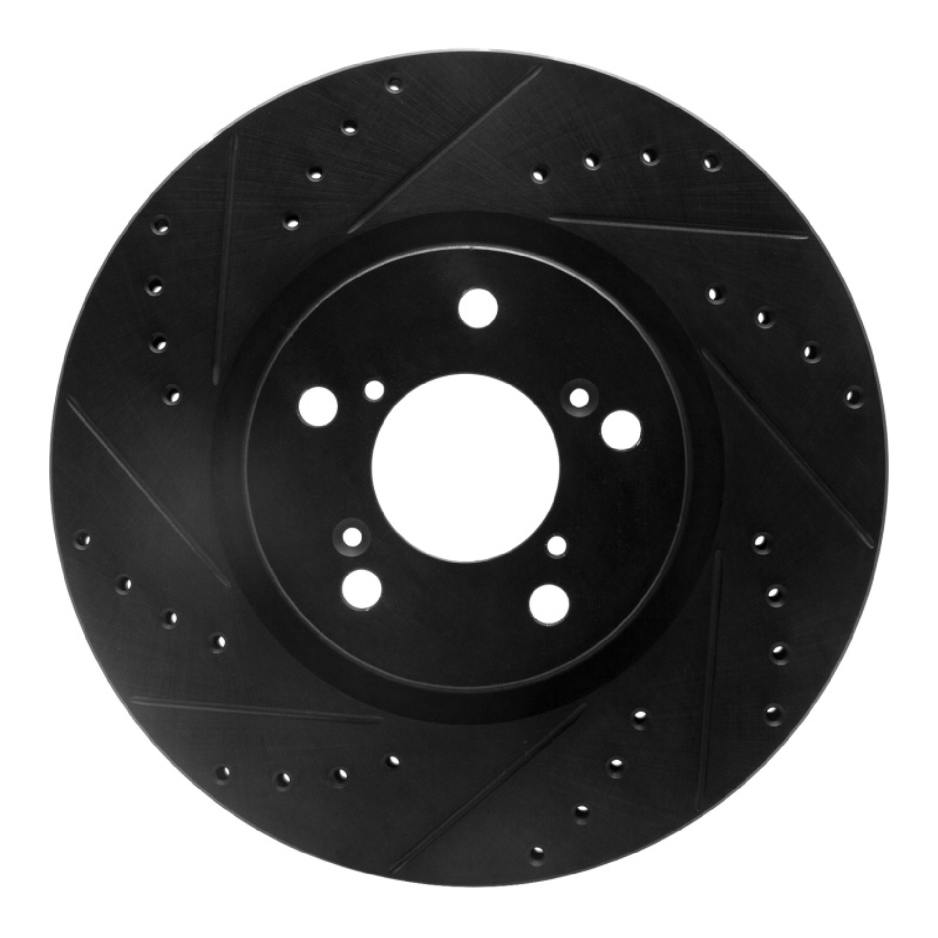 Picture of R1 06-14 Honda Ridgeline Front Left Drilled & Slotted Black Brake Rotor