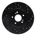 Picture of R1 96-98 Mercedes-Benz SL320 Rear Left Drilled & Slotted Black Brake Rotor