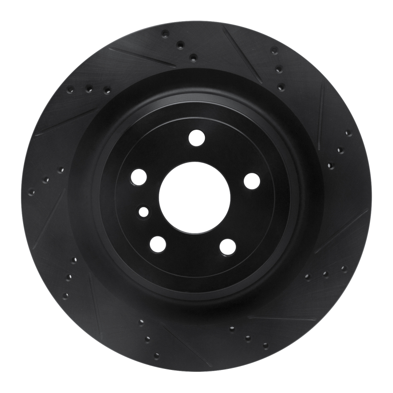 Picture of R1 13-19 Mercedes-Benz GLS450 Rear Right Drilled & Slotted Black Brake Rotor