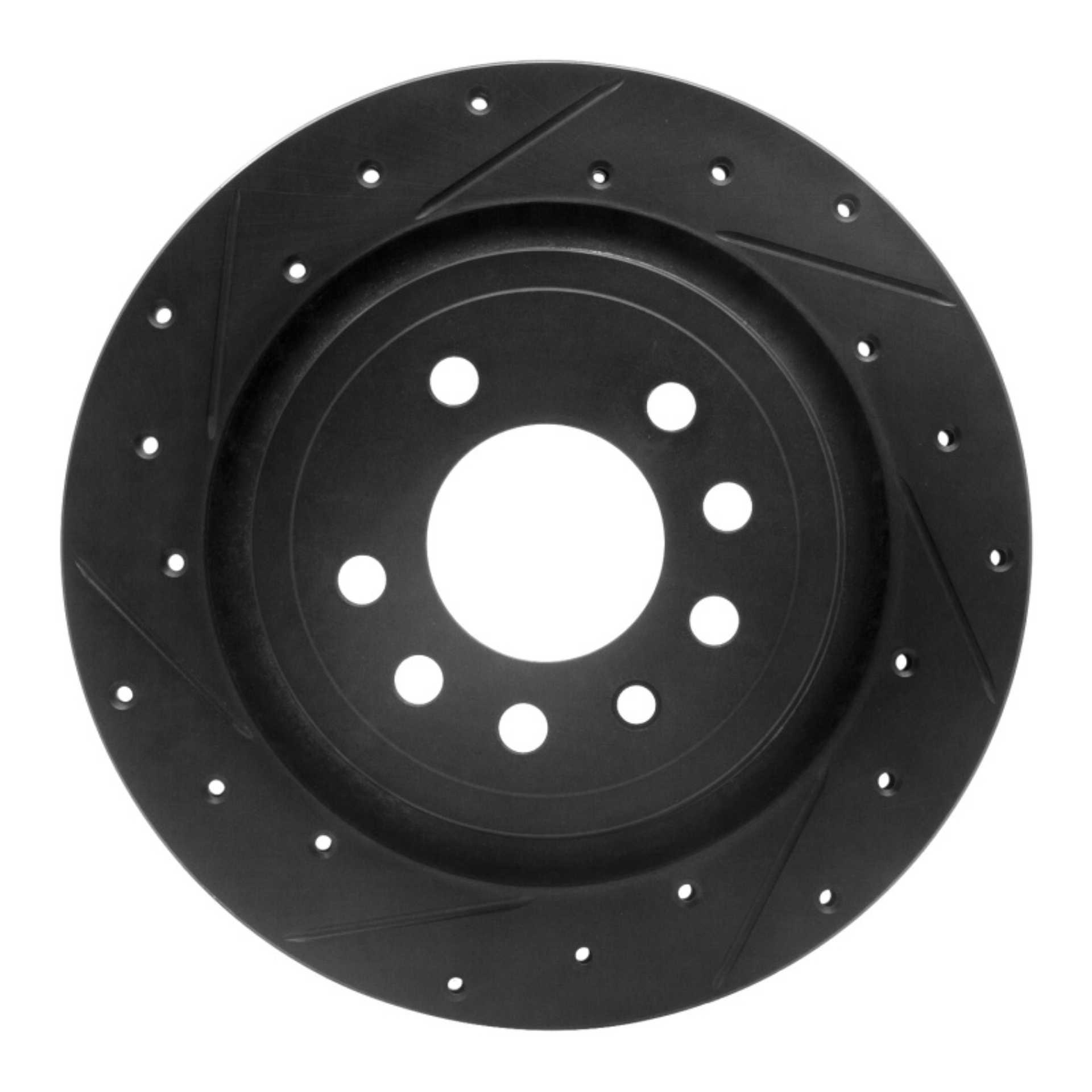 Picture of R1 08-11 Saab 9-3 Rear Left Drilled & Slotted Black Brake Rotor