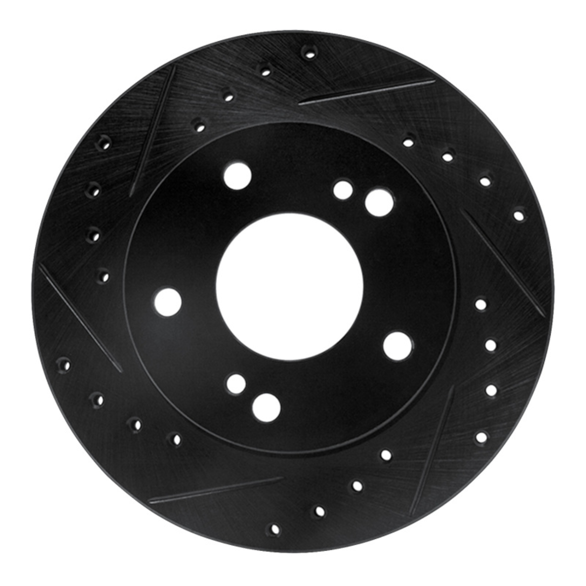 Picture of R1 94-96 Nissan 240SX Front Left Drilled & Slotted Black Brake Rotor