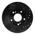 Picture of R1 94-96 Nissan 240SX Front Left Drilled & Slotted Black Brake Rotor