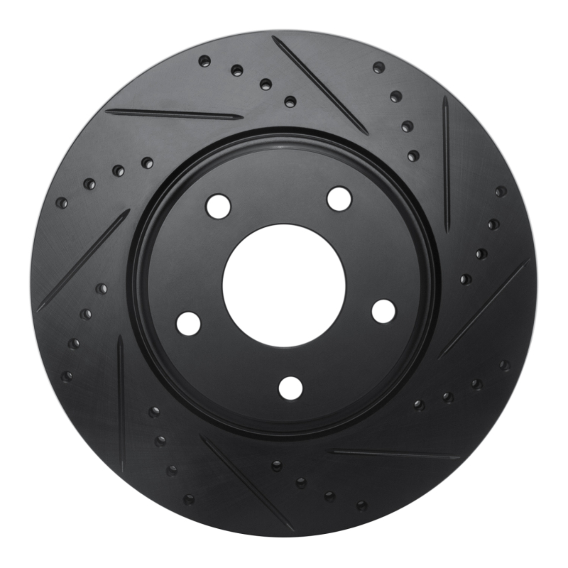 Picture of R1 02-06 Infiniti I35 Front Right Drilled & Slotted Black Brake Rotor