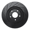 Picture of R1 02-06 Infiniti I35 Front Right Drilled & Slotted Black Brake Rotor