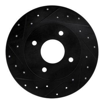 Picture of R1 04-06 Nissan Sentra Rear Left Drilled & Slotted Black Brake Rotor