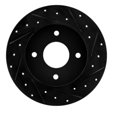 Picture of R1 04-06 Nissan Sentra Rear Right Drilled & Slotted Black Brake Rotor