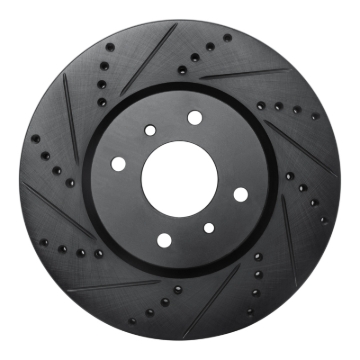 Picture of R1 04-06 Nissan Sentra Front Left Drilled & Slotted Black Brake Rotor