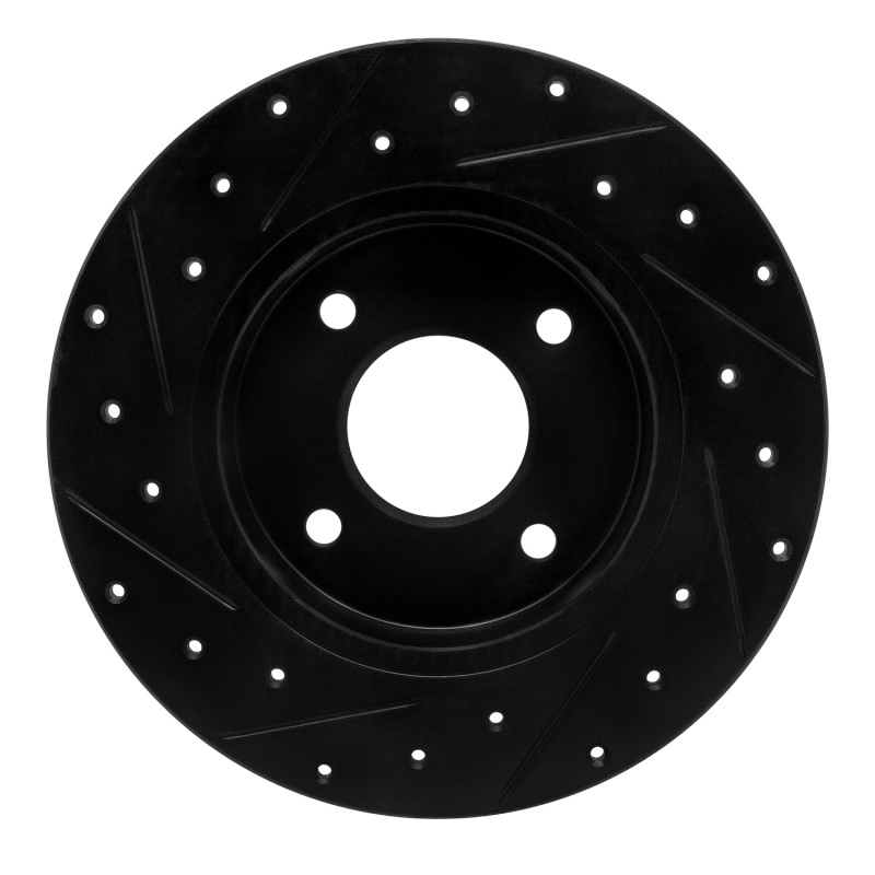 Picture of R1 04-06 Nissan Sentra Rear Right Drilled & Slotted Black Brake Rotor