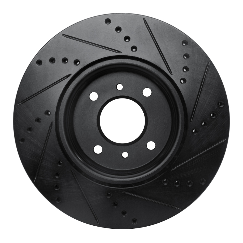 Picture of R1 04-06 Nissan Sentra Front Left Drilled & Slotted Black Brake Rotor