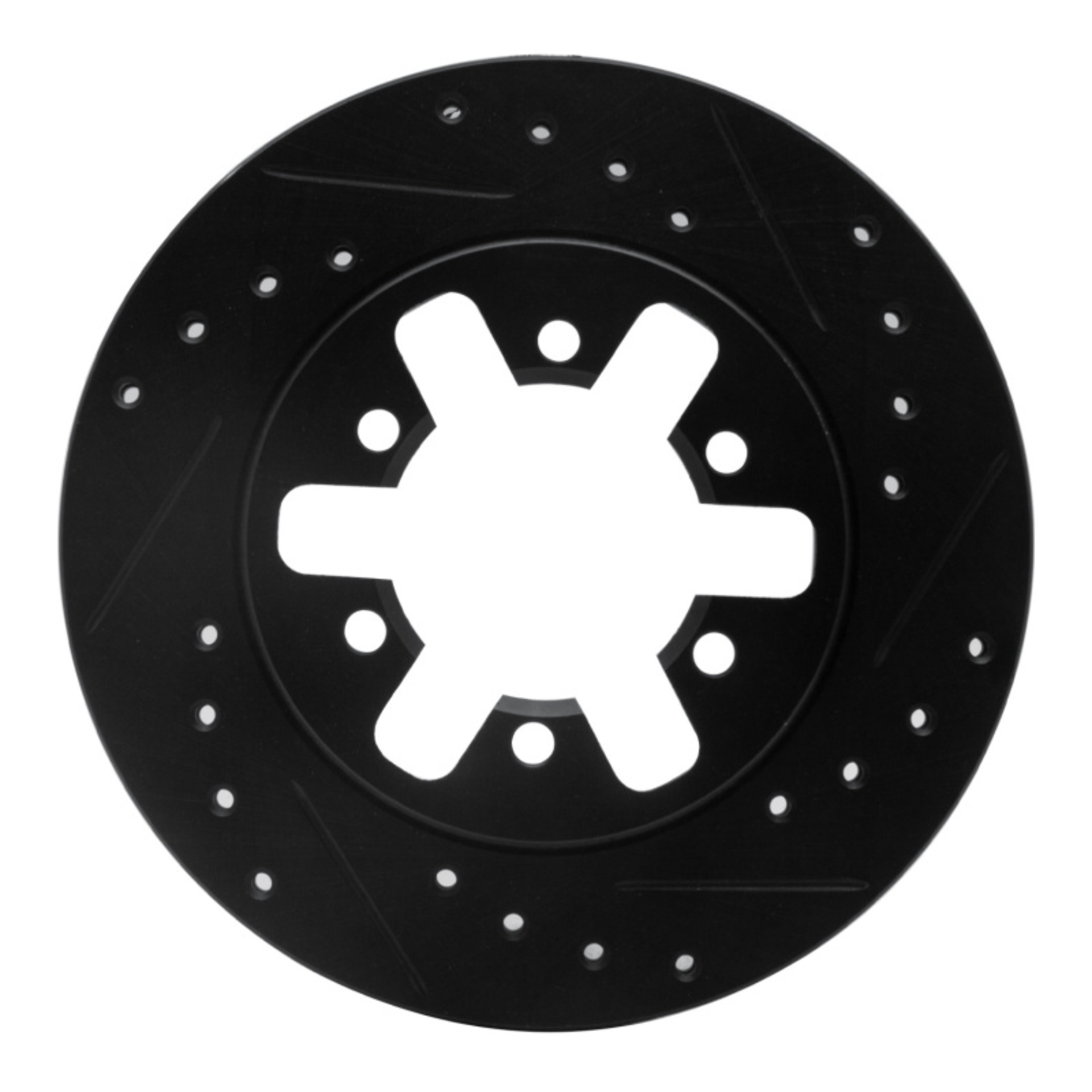 Picture of R1 82-85 Nissan 720 Datsun Front Left Drilled & Slotted Black Brake Rotor