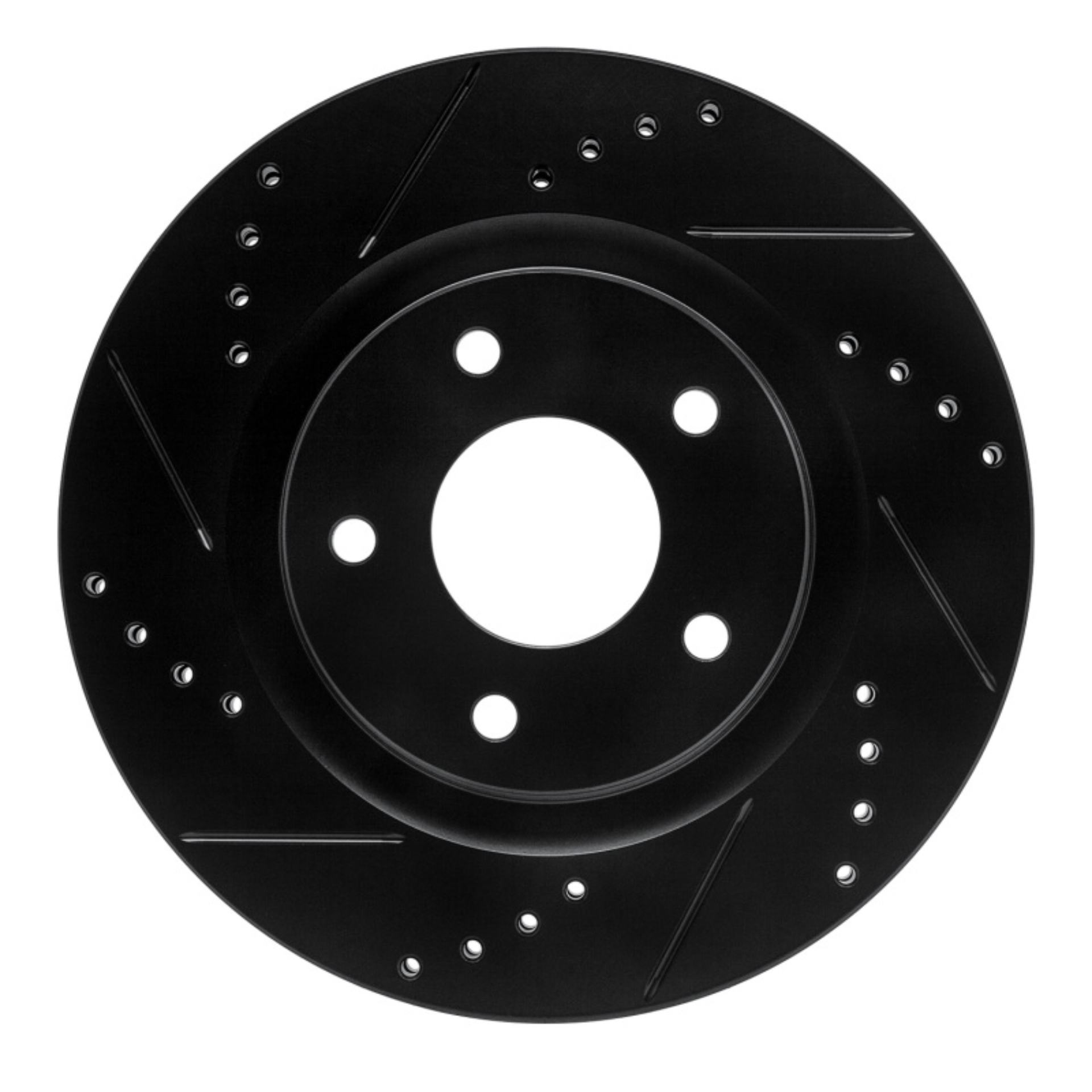 Picture of R1 11-19 Nissan Sentra Front Left Drilled & Slotted Black Brake Rotor