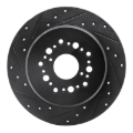 Picture of R1 92-00 Lexus LS400 Rear Left Drilled & Slotted Black Brake Rotor