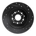 Picture of R1 92-00 Lexus LS400 Rear Left Drilled & Slotted Black Brake Rotor