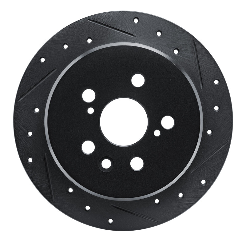 Picture of R1 86-93 Lexus ES250 Rear Right Drilled & Slotted Black Brake Rotor