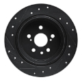 Picture of R1 86-93 Lexus ES250 Rear Right Drilled & Slotted Black Brake Rotor