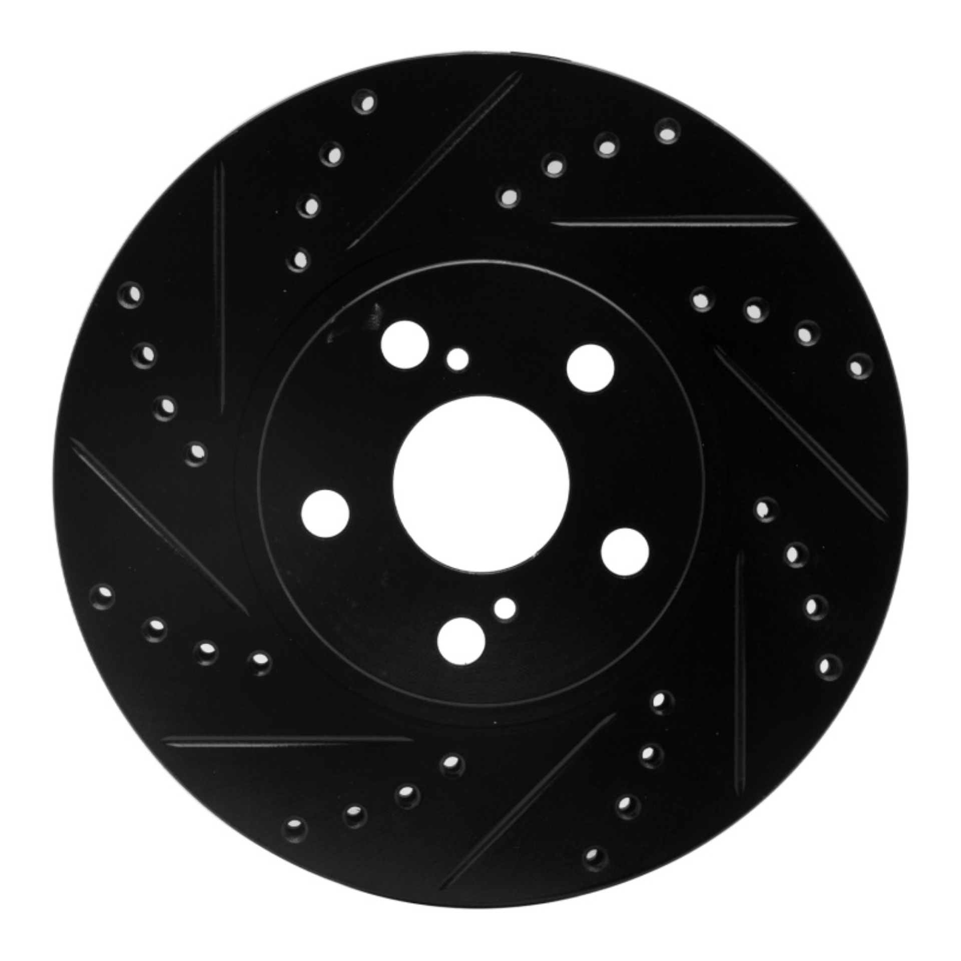 Picture of R1 00-10 Pontiac Vibe Front Left Drilled & Slotted Black Brake Rotor
